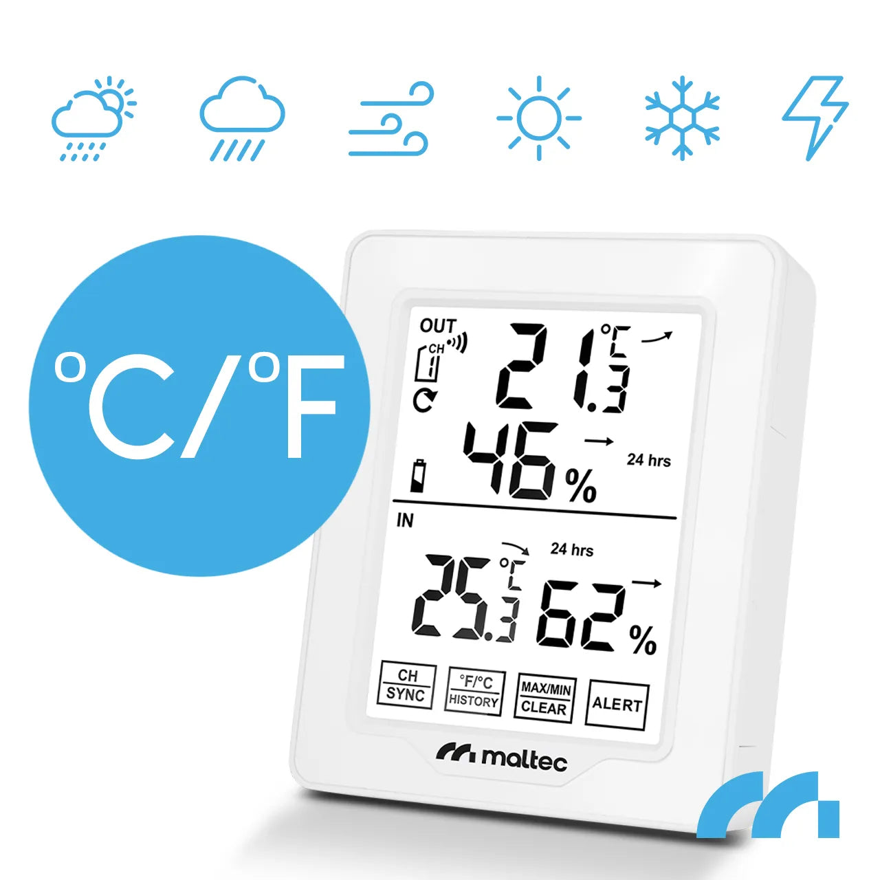 Statie meteo wireless cu termometru si hidrometru Daily600M, raza de actiune a senzorului 100 m, MalTec 112828