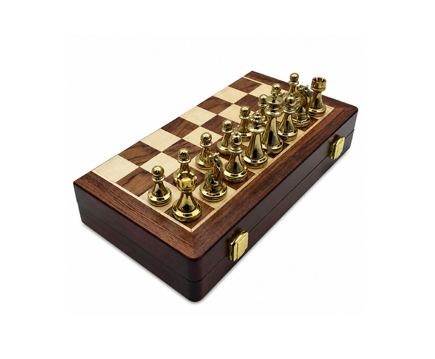 Joc de sah pliabil cu piese metalice, 29,5 x 29,5 x 3 cm, Lean 31099