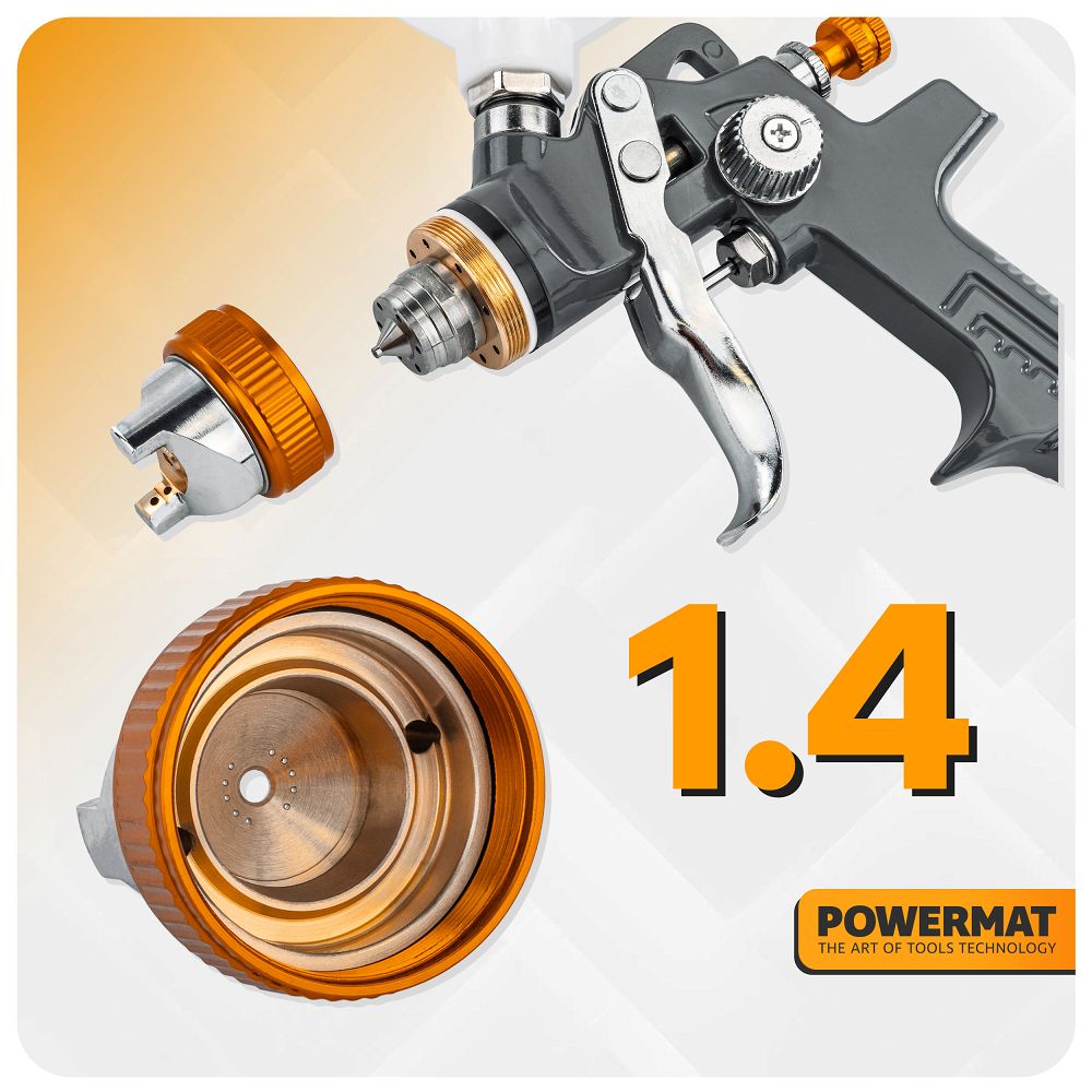 Pistol de vopsit HVLP PM-PDM-170T, 600 ml, 1.4 mm, Powermat PM1426