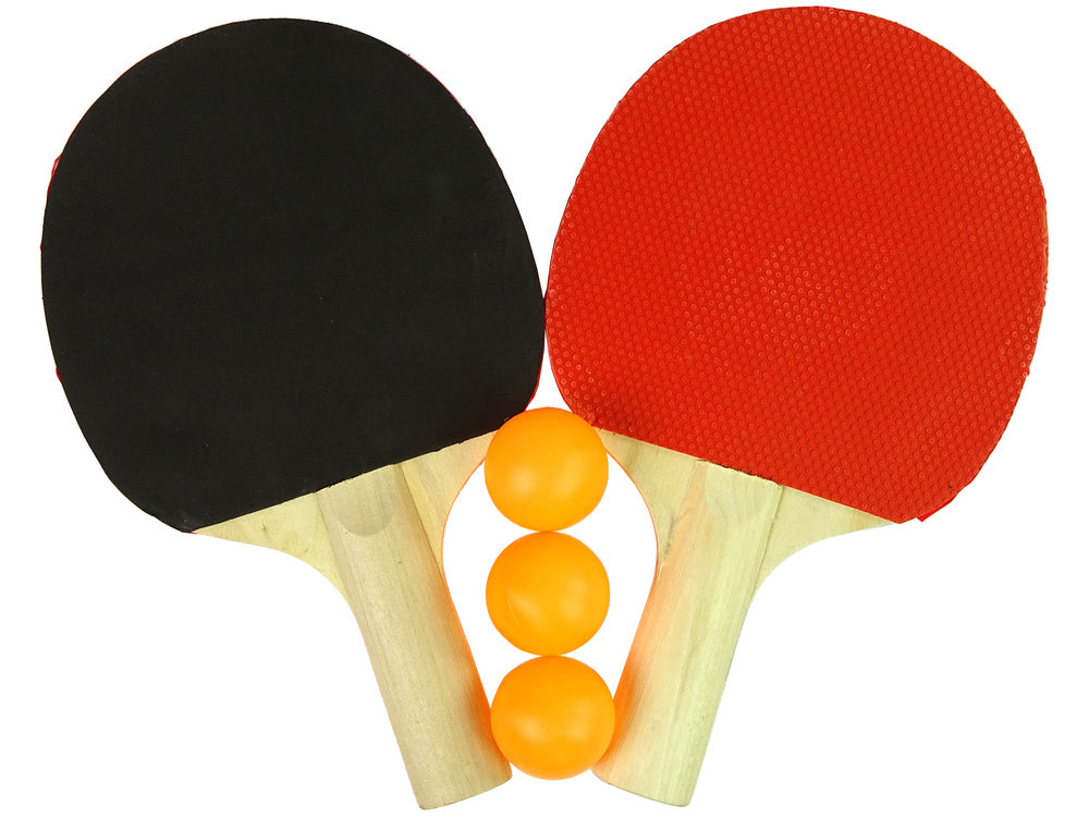 Set 2 palete de ping-pong + 3 mingi, rosu / negru, Lean 10479