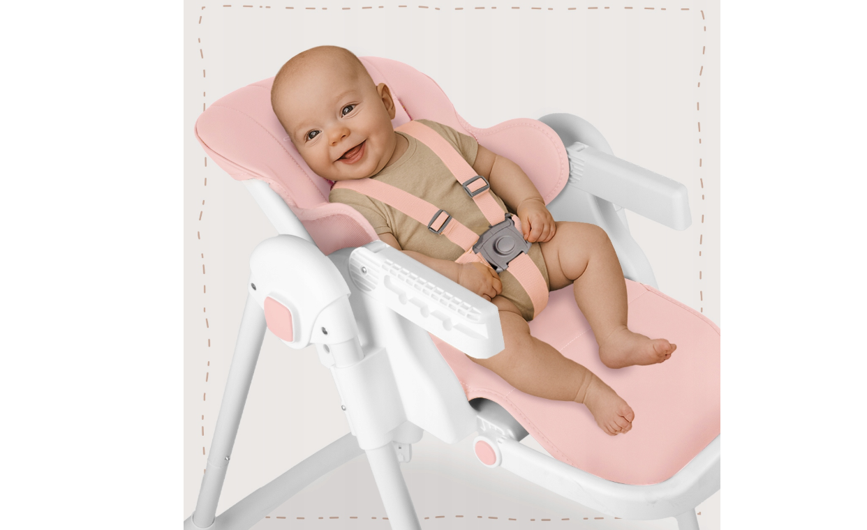 Scaun cu inaltime reglabila pliabil pentru bebelusi cu tava reglabila si roti Deli, 49 x 41 x 31 cm, MalPlay 113586