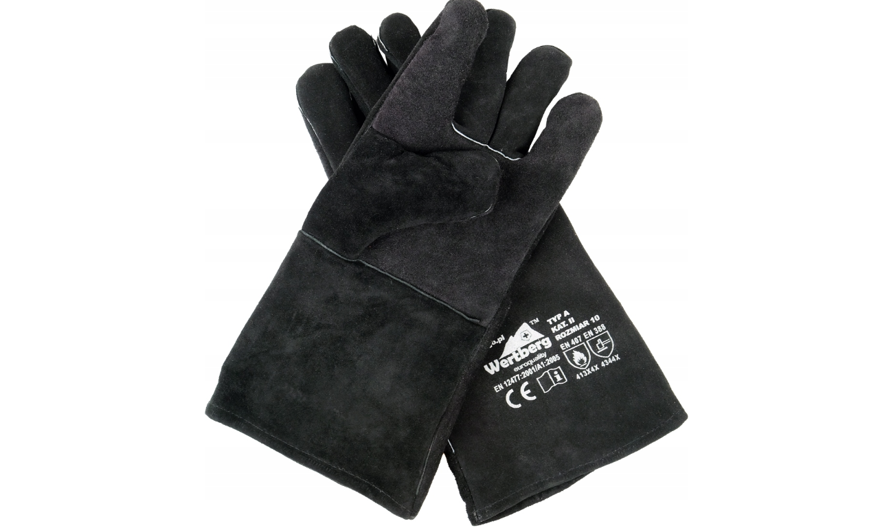 Manusi de sudura din piele Wertberg RSW Black - Marimea 10 (L/XL), protectie termica, piele bovina, Harder HD1774