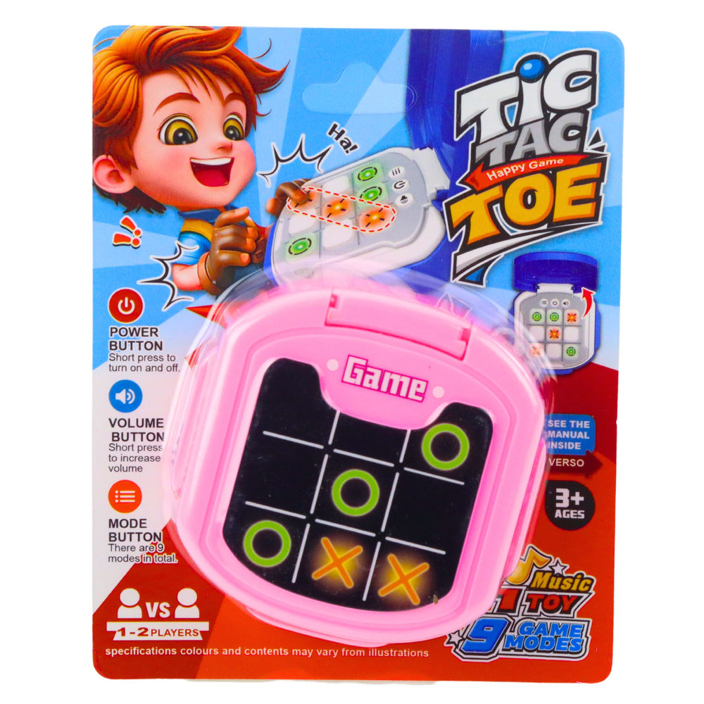 Joc electronic Tic Tac Toe, 9 moduri de joc, roz, 8 x 8.5 x 3 cm, roz, Lean 28119
