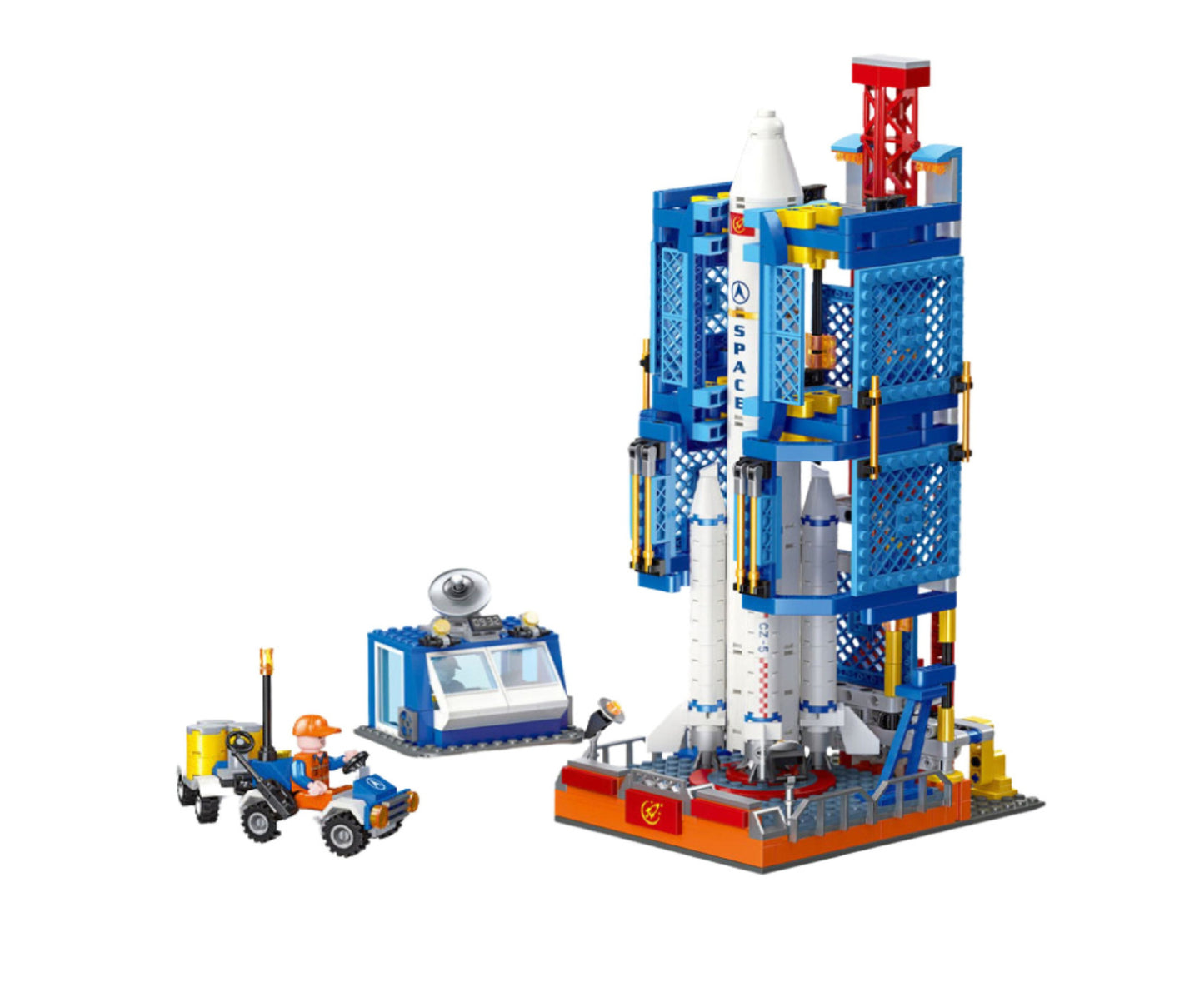 Set de constructie Statie spatiala cu racheta, 32 x 8 cm, multicolor, 668 piese, Lean 28151