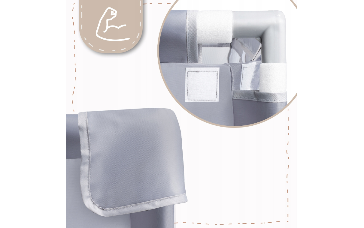 Tarc de joaca pentru copii cu buzunar din plasa Kivo, 120 x 120 cm, gri, MalPlay 113160