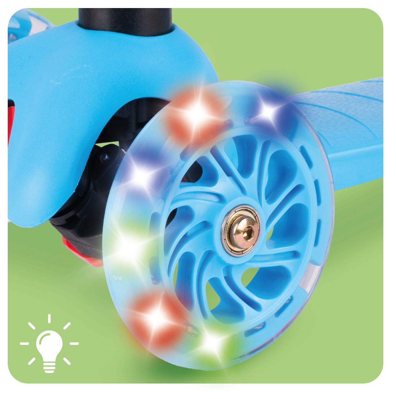 Trotineta reglabila cu 3 roti luminoase LED, albastru, MalPlay 112328