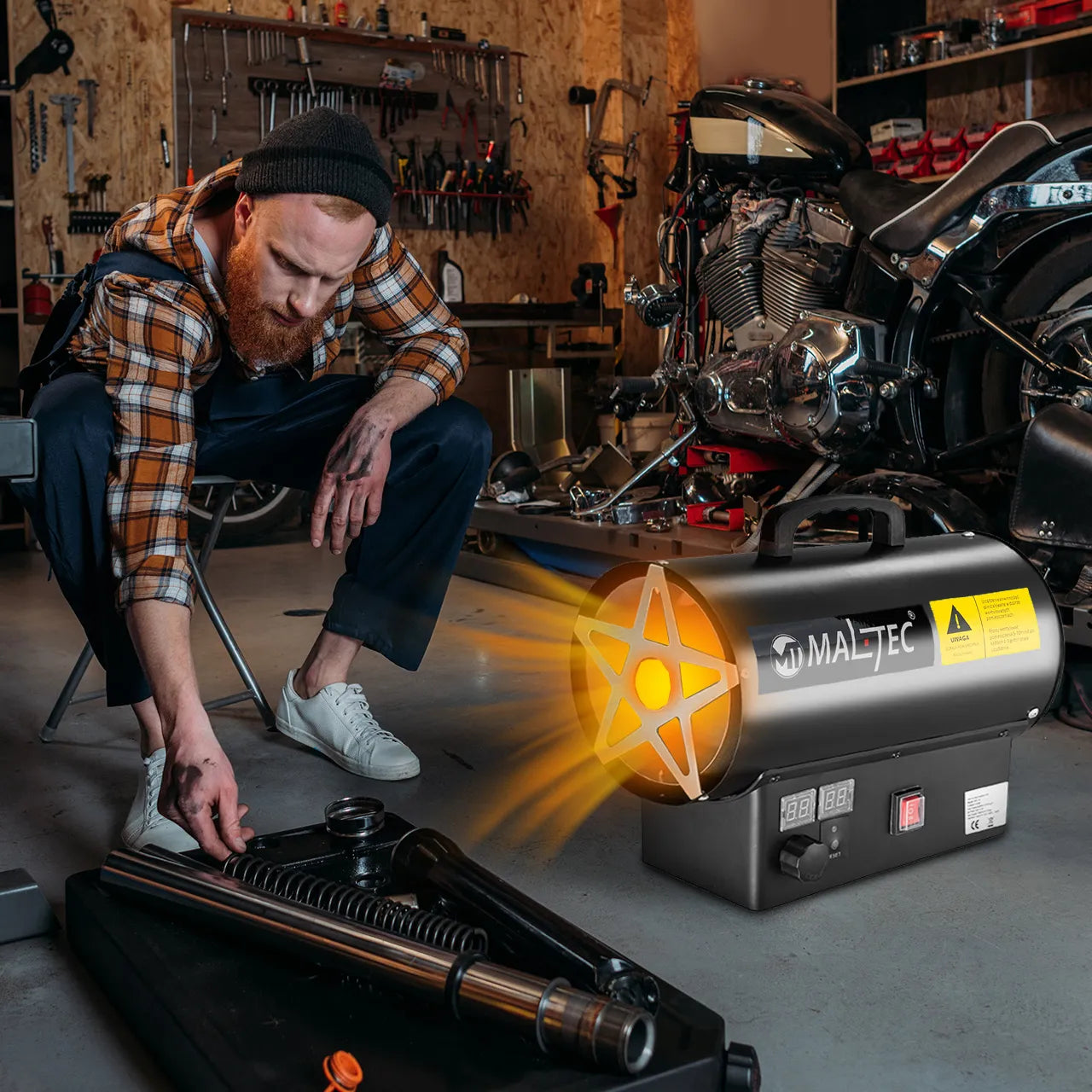 Tun de caldura pe gaz cu ventilator si termostat GAS-2500Mt, 25 kW, MalTec 113479