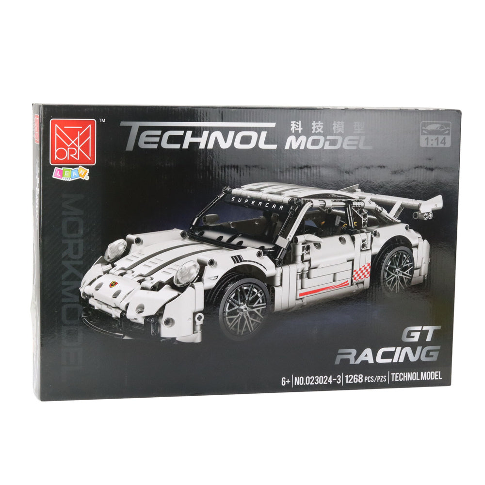 Set de constructie masina de curse GT 1:14, alb, 1268 bucati, Lean 23707
