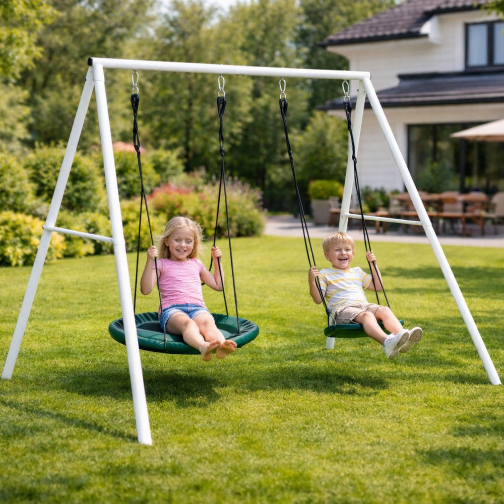 Balansoar de gradina cu leagan 2 in 1, 210 x 170 cm, alb, Lean 29180