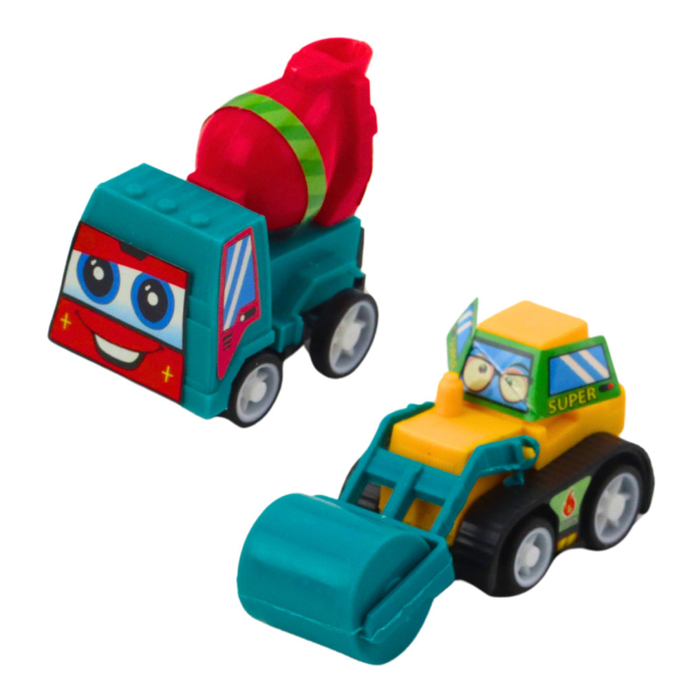 Set 6 autovehicule de constructie cu actionare pull back, 5 x 5 x 3 cm, Lean 25058
