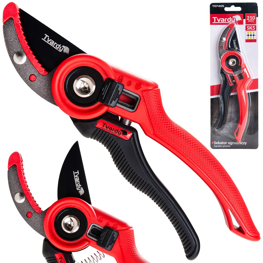 Foarfeca de gradina cu lama tip nicovala SK5 PTFE, 210 mm, Tvardy T07405