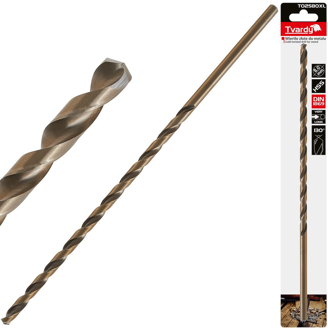 Burghiu HSS pentru metal, 8 x 305 mm, DIN1869, Tvardy T02580XL