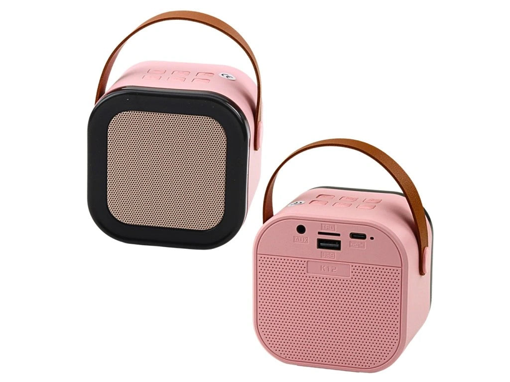 Set karaoke cu boxa si microfon wireless K12 RGB, bluetooth, roz, Lean 24548