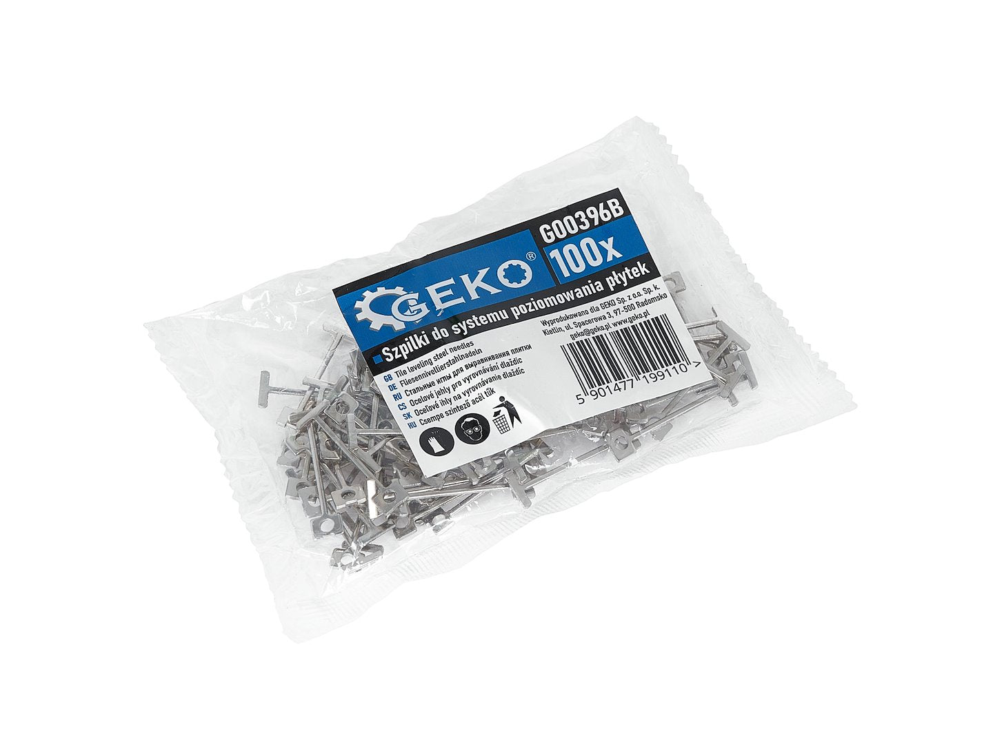 Set stifturi pentru sistemul de nivelare al placilor, 100 bucati, Geko G00396B