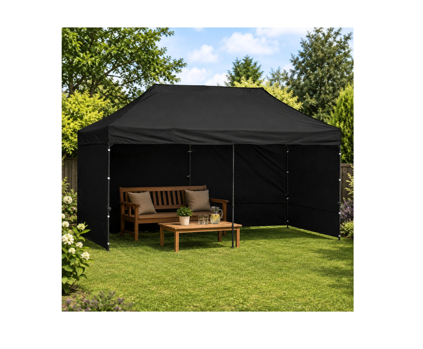 Pavilion de gradina, negru, 3 x 6 m, Lean 29335