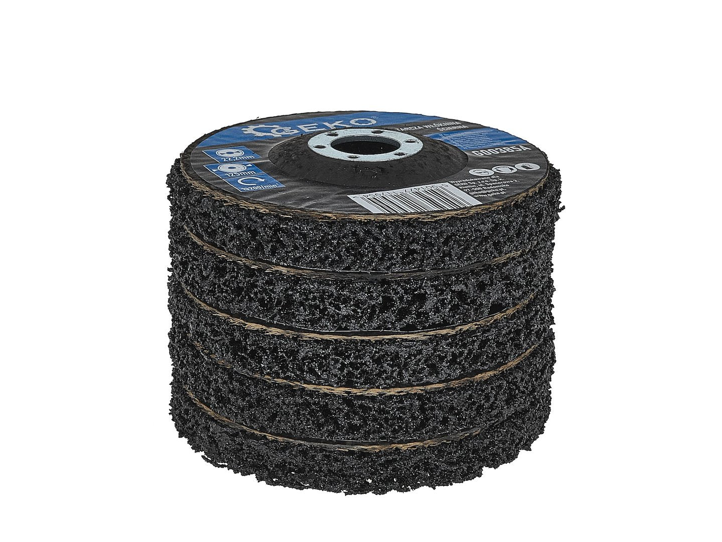 Set disc abraziv netesut pentru metal, 125 x 22.2 mm, negru, 5 bucati, Geko G00385A