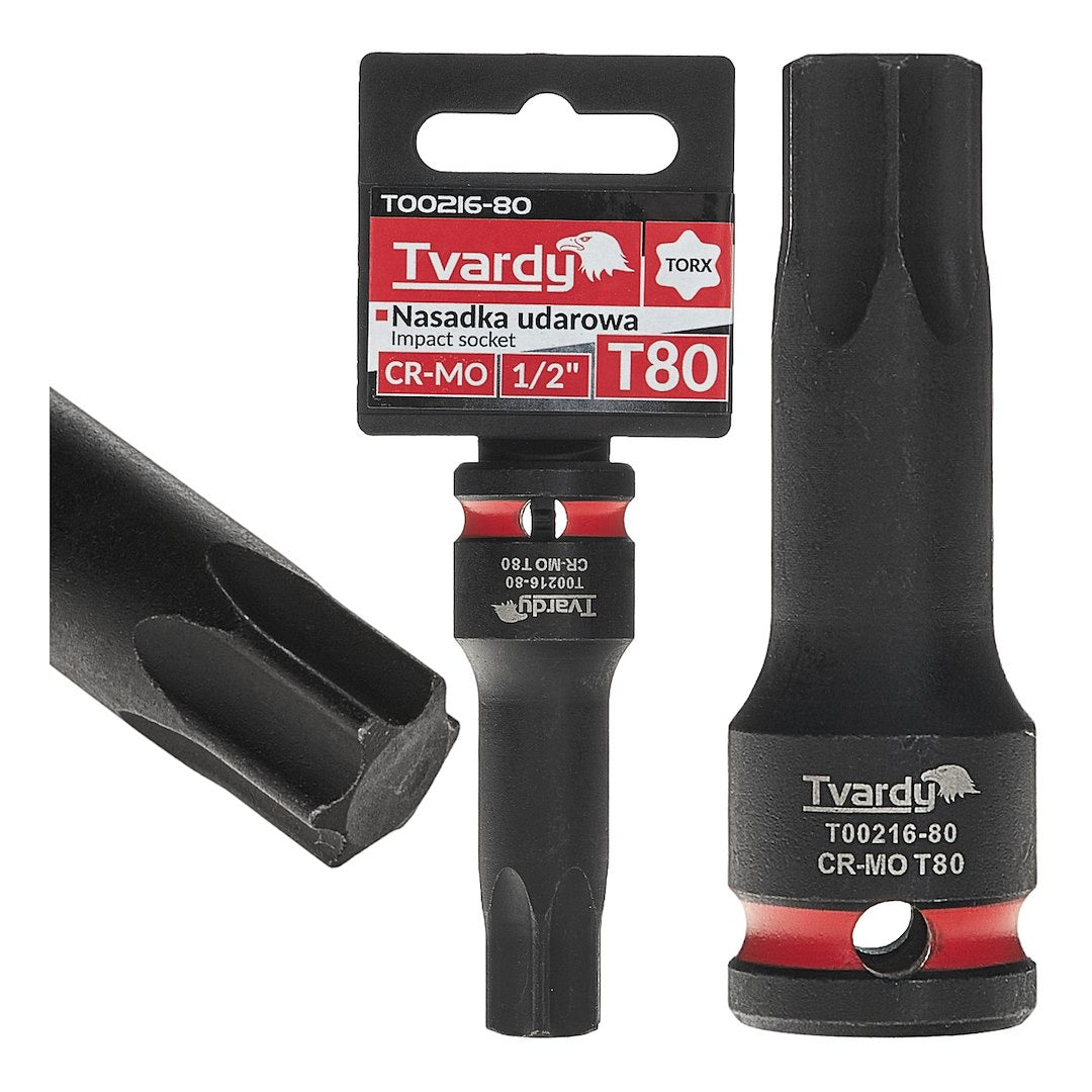 Cheie tubulara de impact TORX 1 / 2", T80, Cr-Mo, Tvardy T00216-80