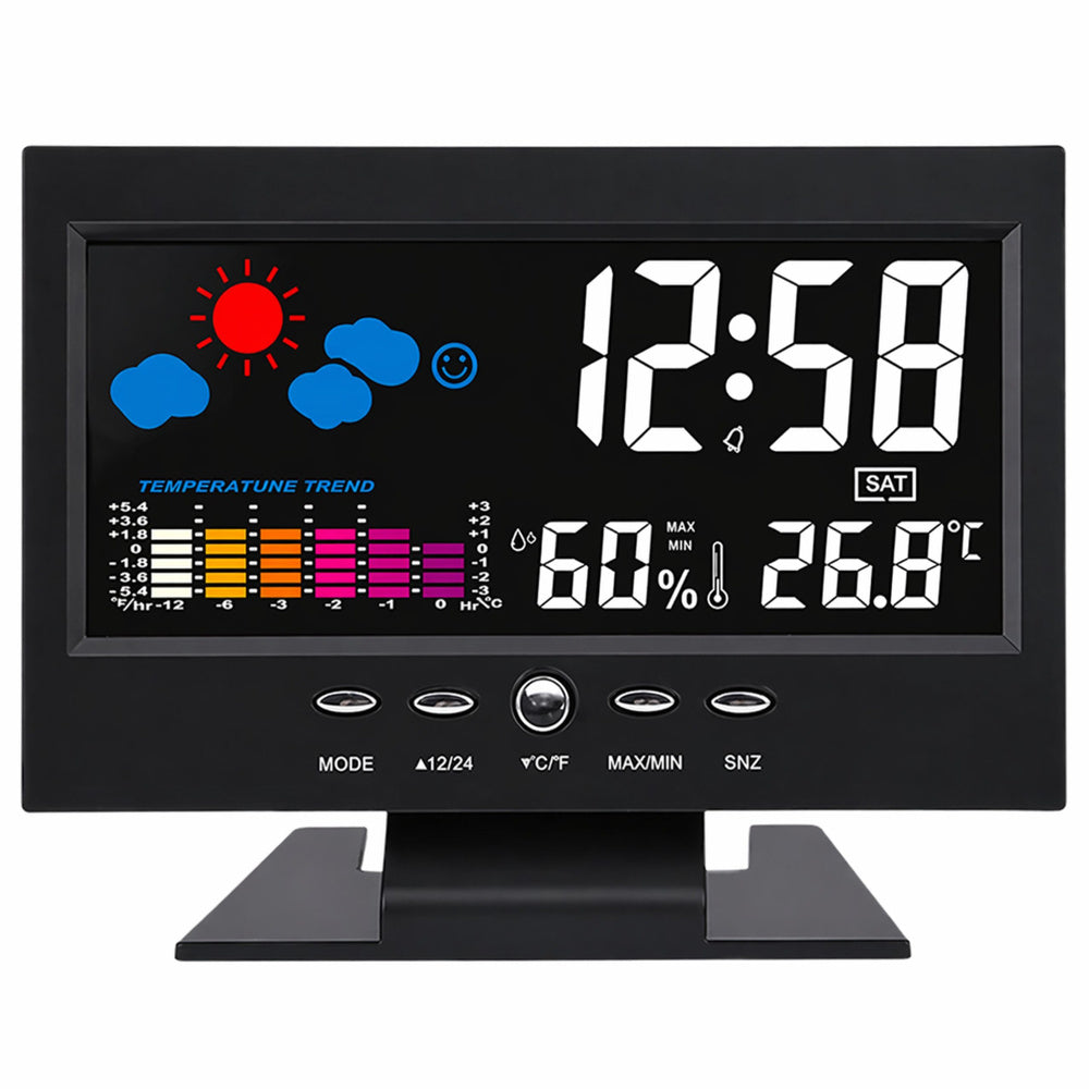 Ceas digital cu termometru de interior si higrometru, LED, Lean 31105