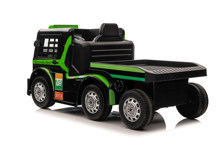 Masinuta electrica Mercedes XMX622B, 2 x 45 W, LED/LCD/MP4/MP3/USB, Plastic/Piele, 109x72x67 cm, Negru/Verde, Lean 4246