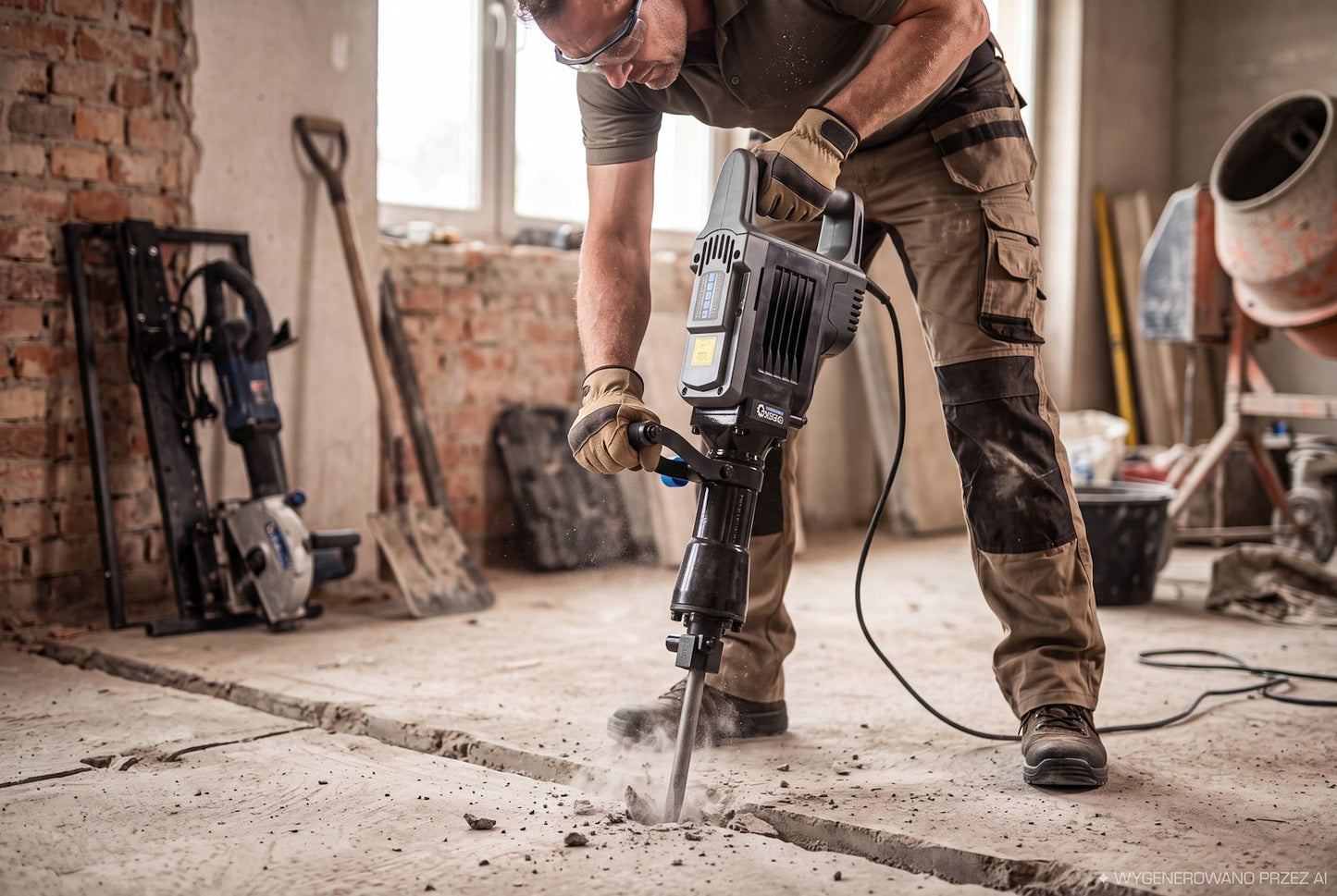 Ciocan demolator profesional,1700W, forta de impact 70J, prindere HEX 30 mm, cu dalta, spit si valiza de transport, Geko G80852