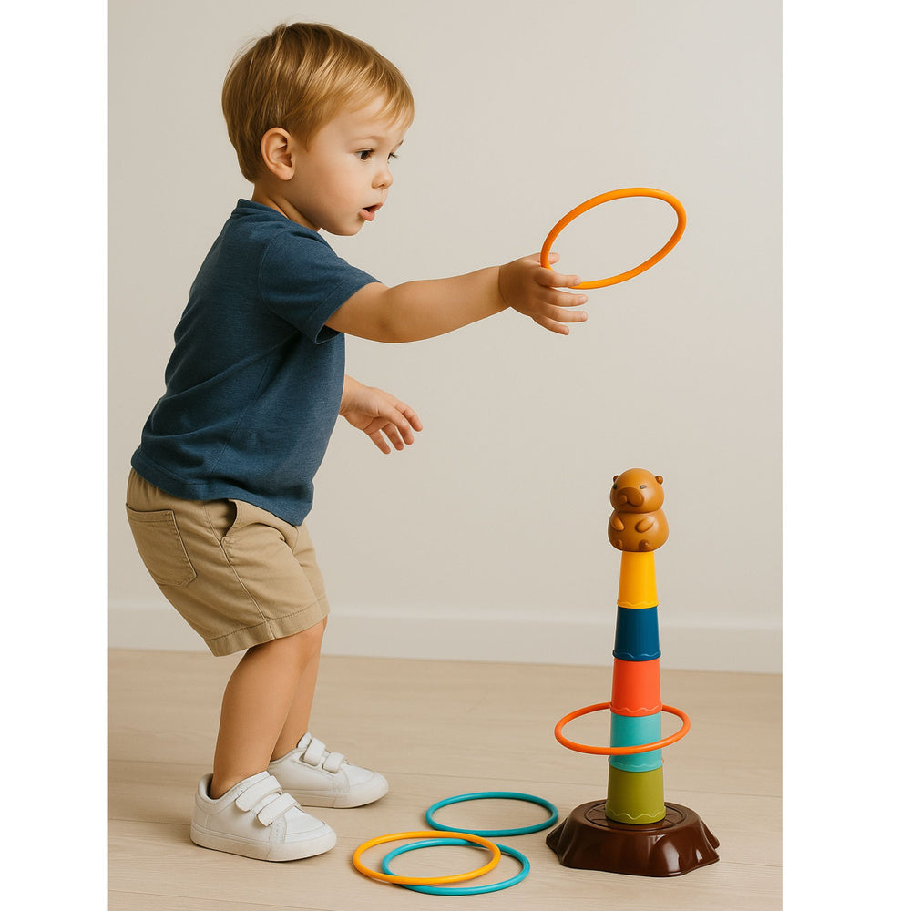 Joc interactiv de indemanare cu inele, 5 niveluri, motiv capibara, 32 x 15.5 cm, Lean 27754
