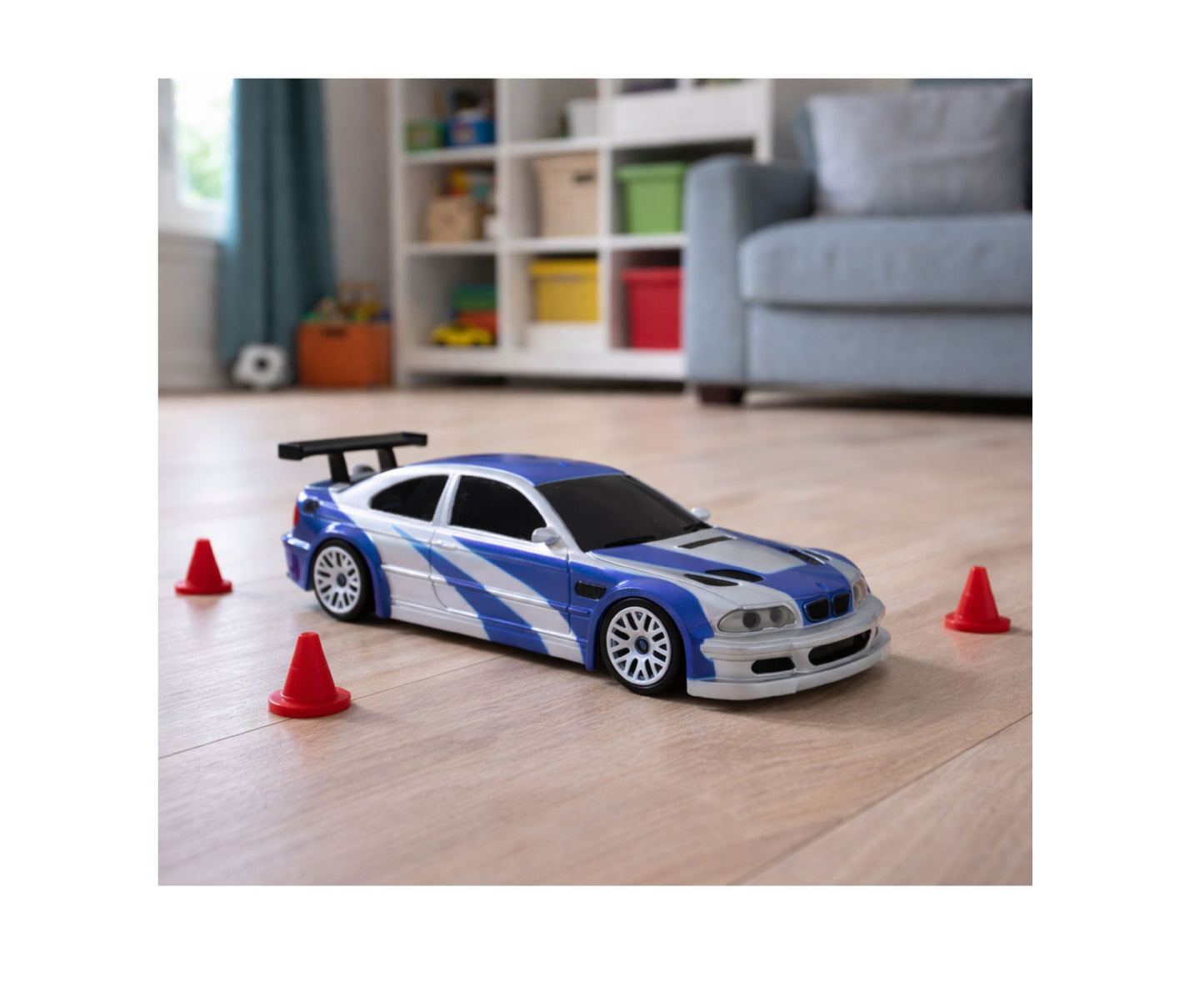 Masinuta cu telecomanda E46, RC, 15 km/h, 1:43, albastru, Lean 28021