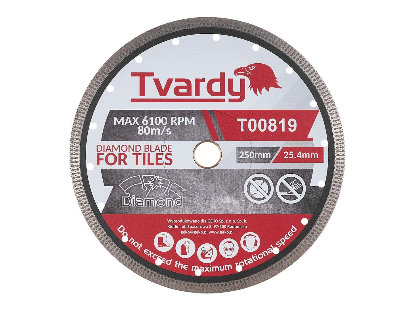 Disc diamantat pentru gresie, 250 x 10 x 25.4 mm, Tvardy T00819