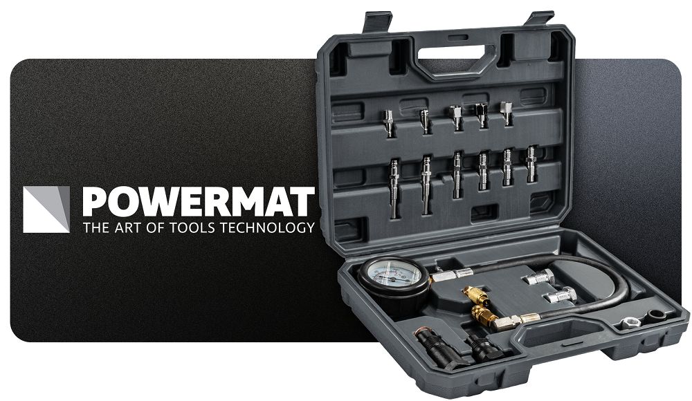 Kit manometru compresie motoare diesel PM-MCSD-19T, 19 piese, Powermat PM1523