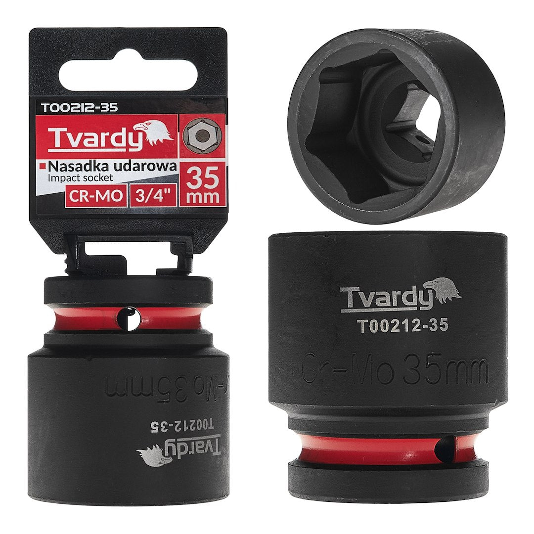 Cheie tubulara de impact in 6 puncte 3 / 4", 35 mm, Cr-Mo, Tvardy T00212-35