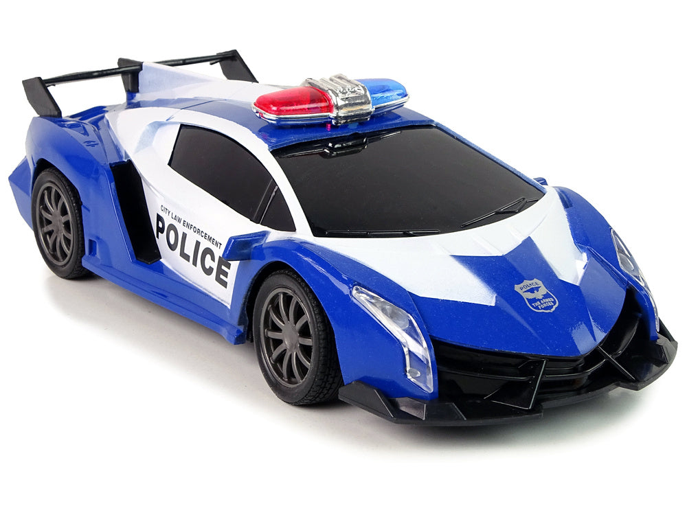 Set masinuta de politie cu telecomanda, albastru / alb / negru, Lean 12101