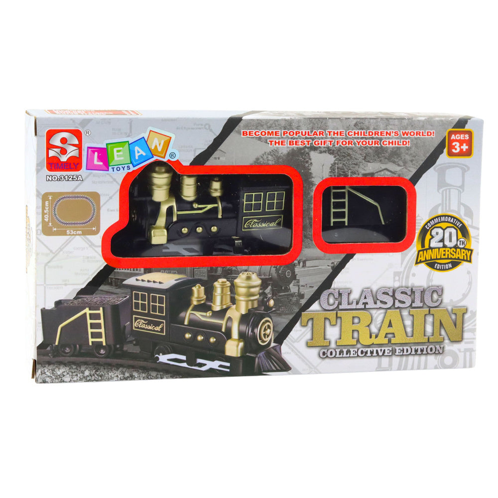 Trenulet de jucarie, locomotiva, vagon marfa, set cu sine, 53 x 48.5 cm, negru, Lean 28094
