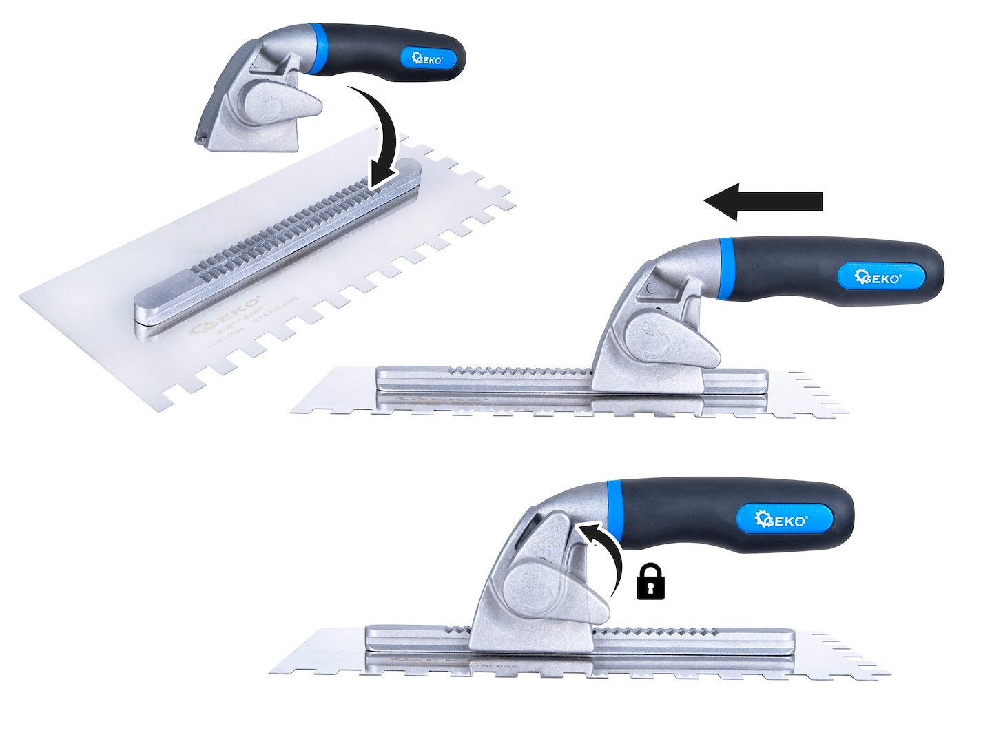 Set gletiere dintate, 280 x 115 mm, 8 bucati, Geko G02288