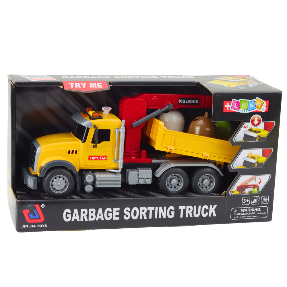 Camion de sortare deseuri cu efecte sonore si luminoase, 31 x 13.5 x 10.5 cm, Lean 21449