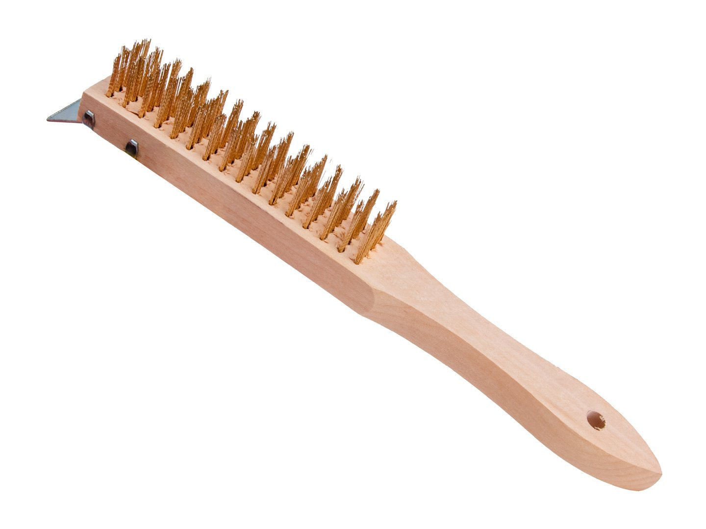 Perie pentru indepartarea ruginii, maner din lemn, 4 randuri de peri de sarma si racleta, Geko G00737