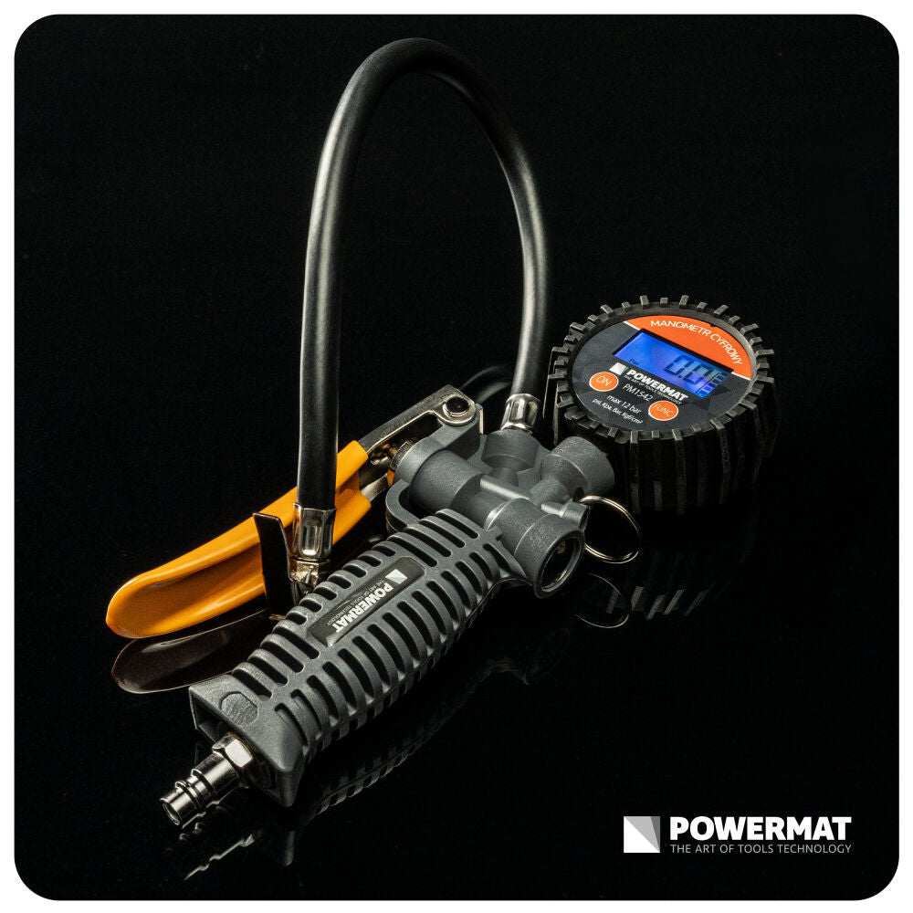 Pistol de umflat cu manometru cu afisaj LCD PM-PDPM-1T, 60 mm, Powermat PM1542