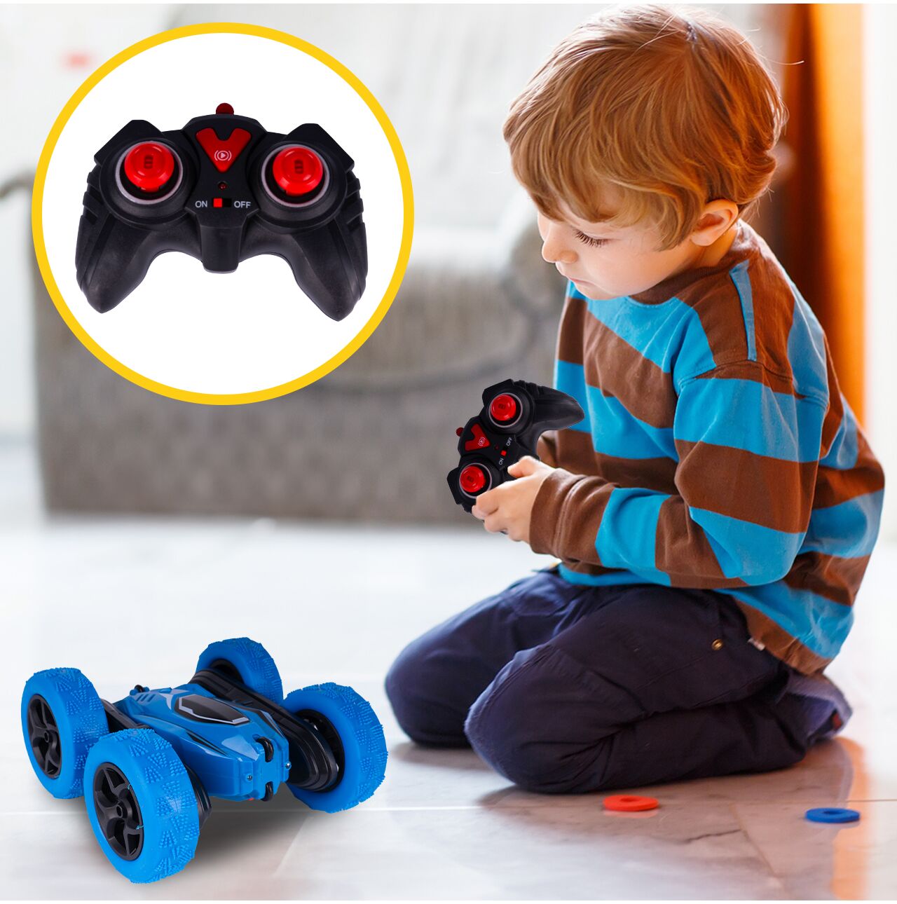 Masinuta Twister 360 LED cu telecomanda, MalPlay 111676