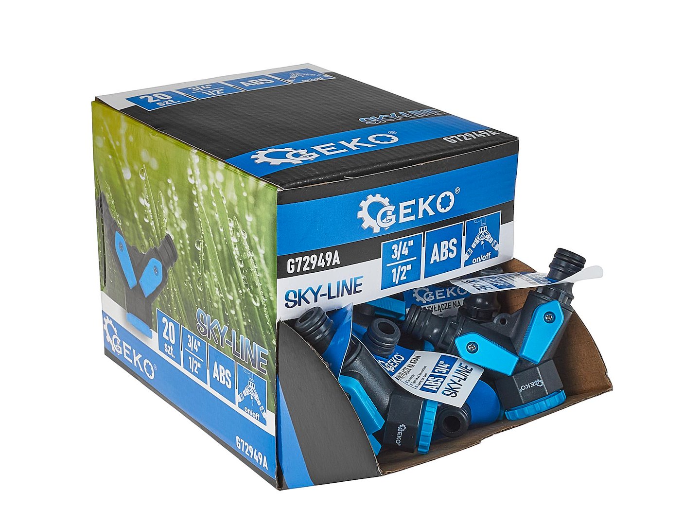 Set conectori cu 2 cai Sky-line cu reducdor de la 3 / 4" la 1 / 2", 20 bucati, Geko G72949A