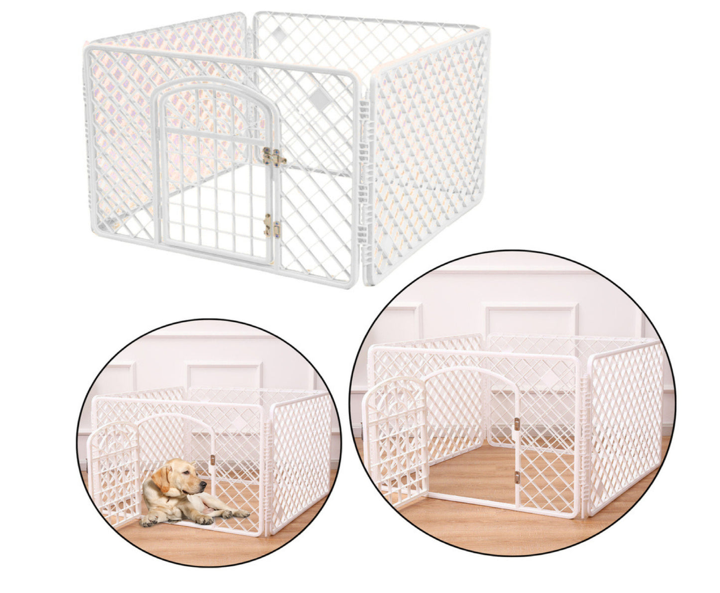 Tarc pliabil pentru caini si pisici, 90 x 60 x 60 cm, alb, Lean 13878