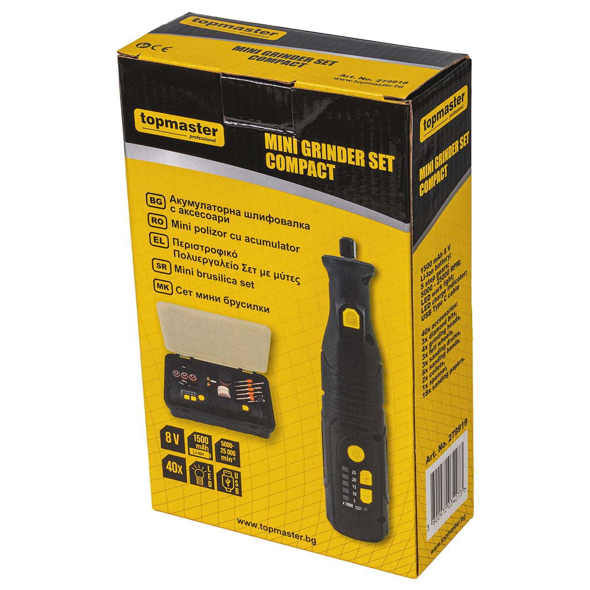 Mini polizor drept cu acumulator, 8 V, Topmaster 279919