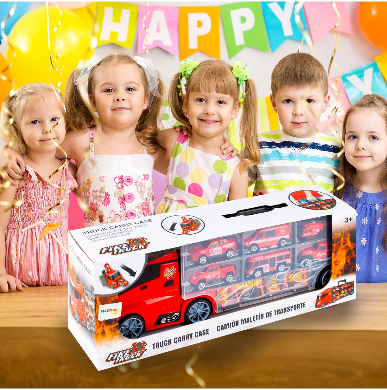 Set camion cu 6 vehicule pompier, MalPlay 108441