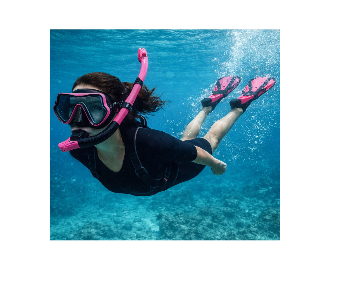 Set pentru snorkeling, negru / roz, S/M, Lean 30665