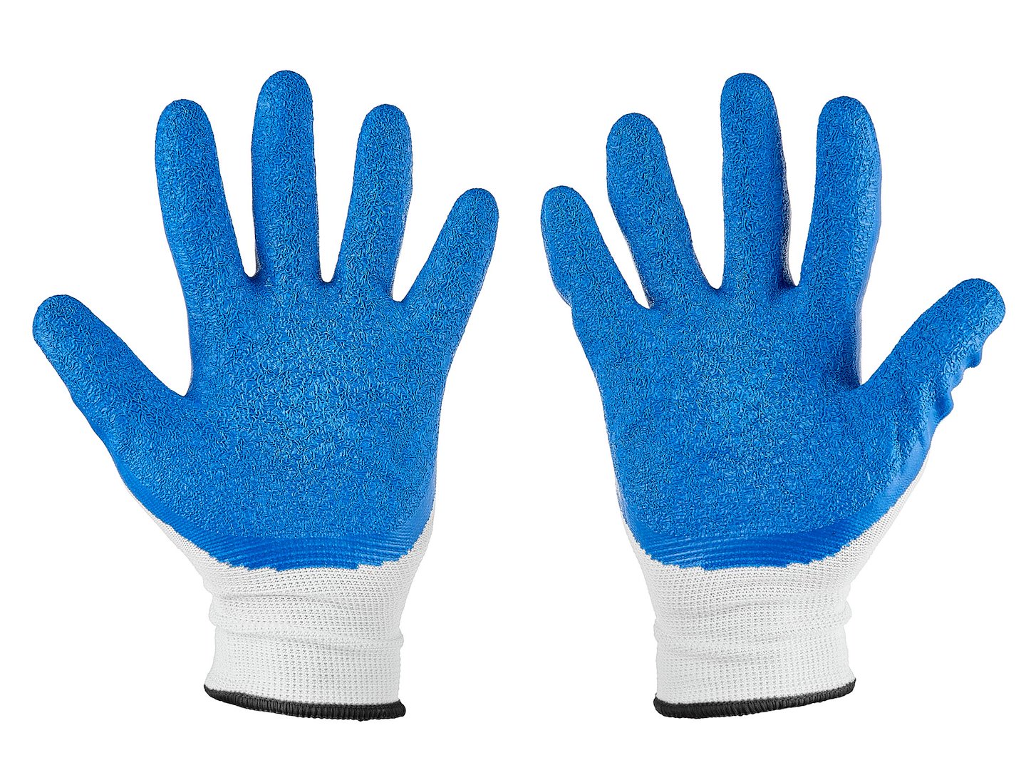 Manusi de protectie din poliester si acoperite cu latex, marimea 10, alb / albastru, Geko G75049