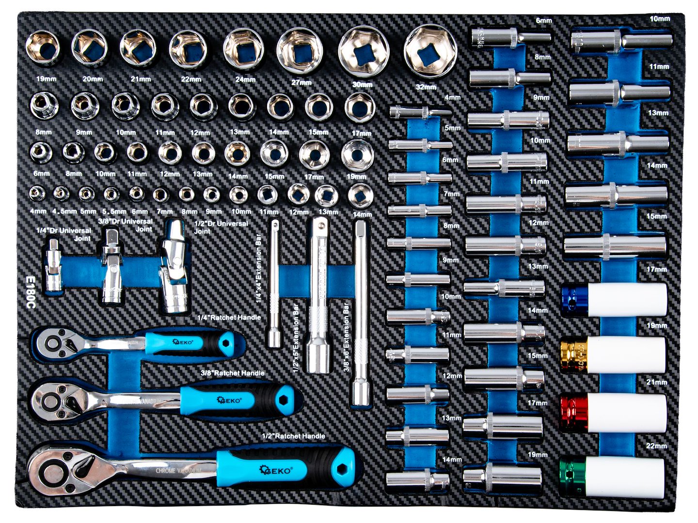 Dulap pentru atelier cu scule, 7 sertare, 258 bucati, Geko G10836
