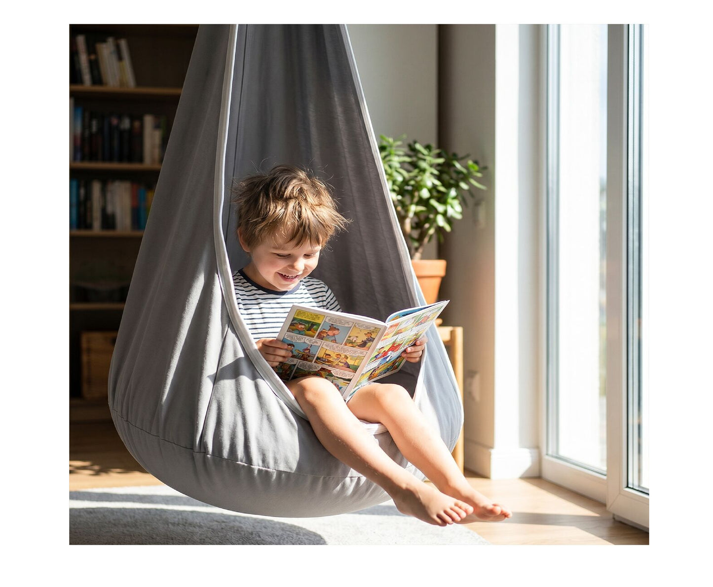 Balansoar suspendat Cocoon pentru copii, capacitate maxima 60 kg, MalPlay 114244