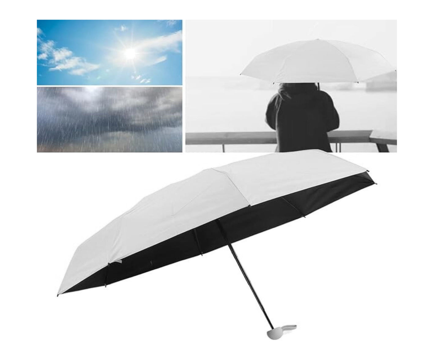 Umbrela pliabila cu protectie UV UPF50+, 90 cm, husa gri, Lean 27700