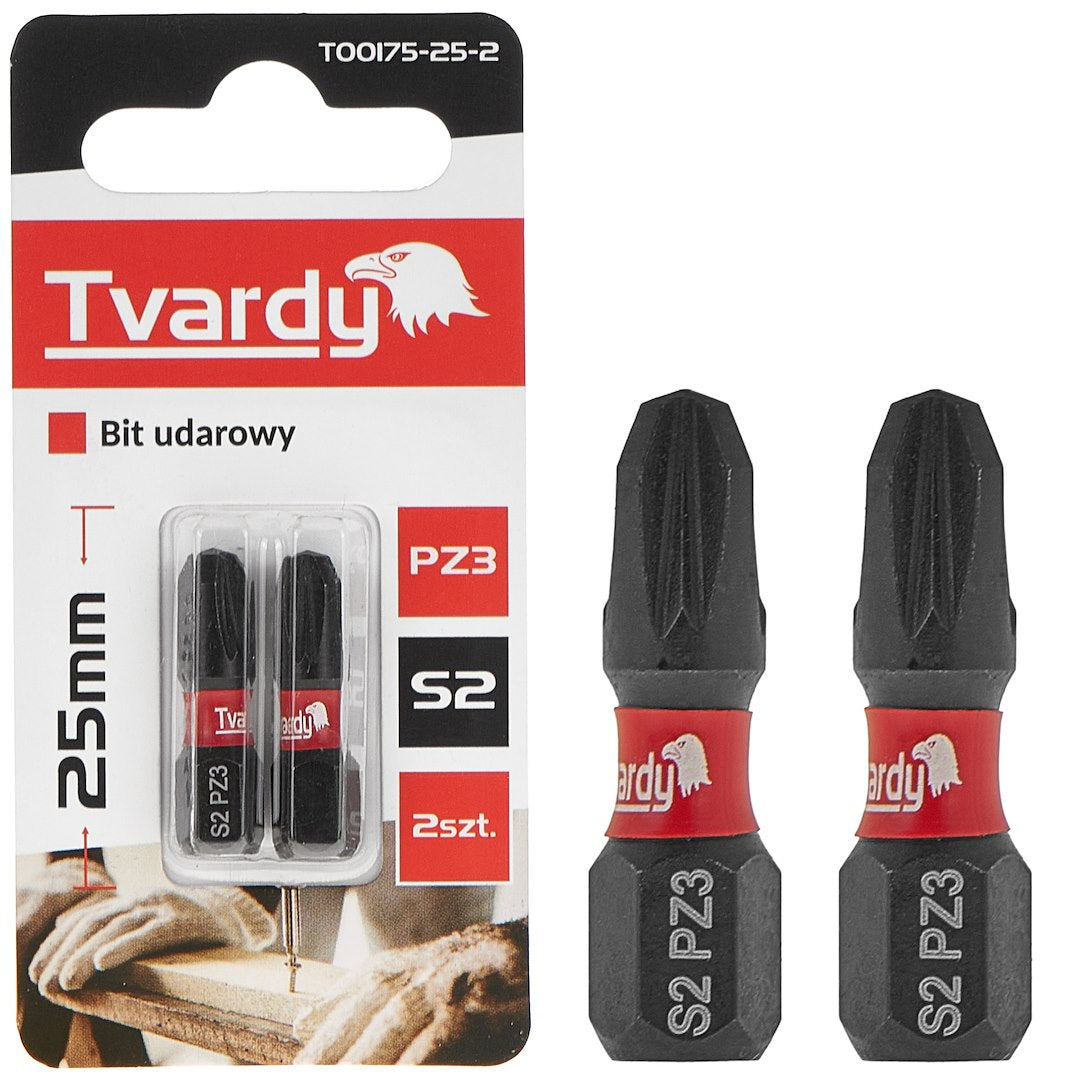 Set biti de impact PZ3, S2, 25 mm, 2 bucati, Tvardy T00175-25-2