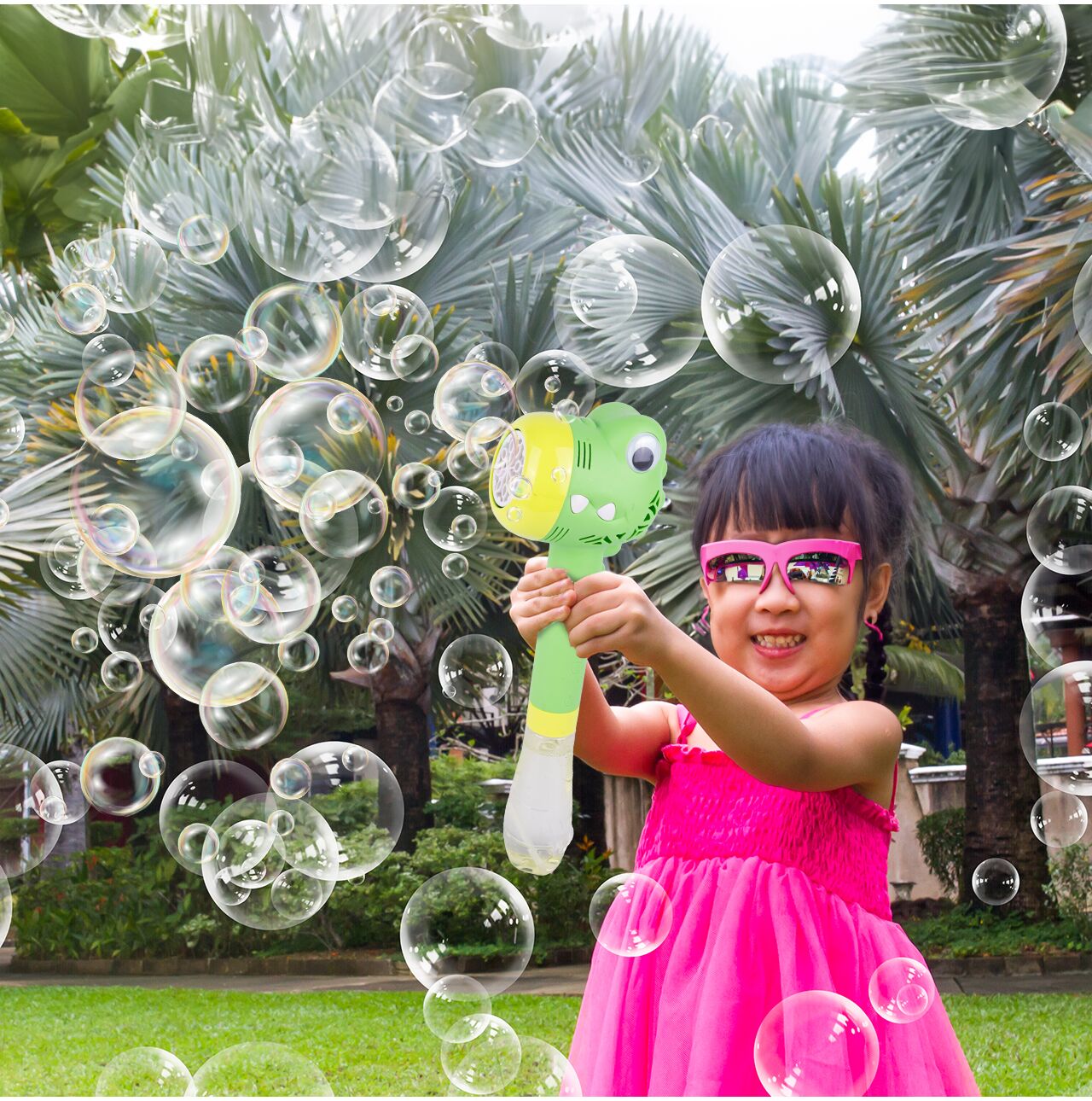 Pistol cu bule de sapun dinozaur, 180 ml, MalPlay 111494