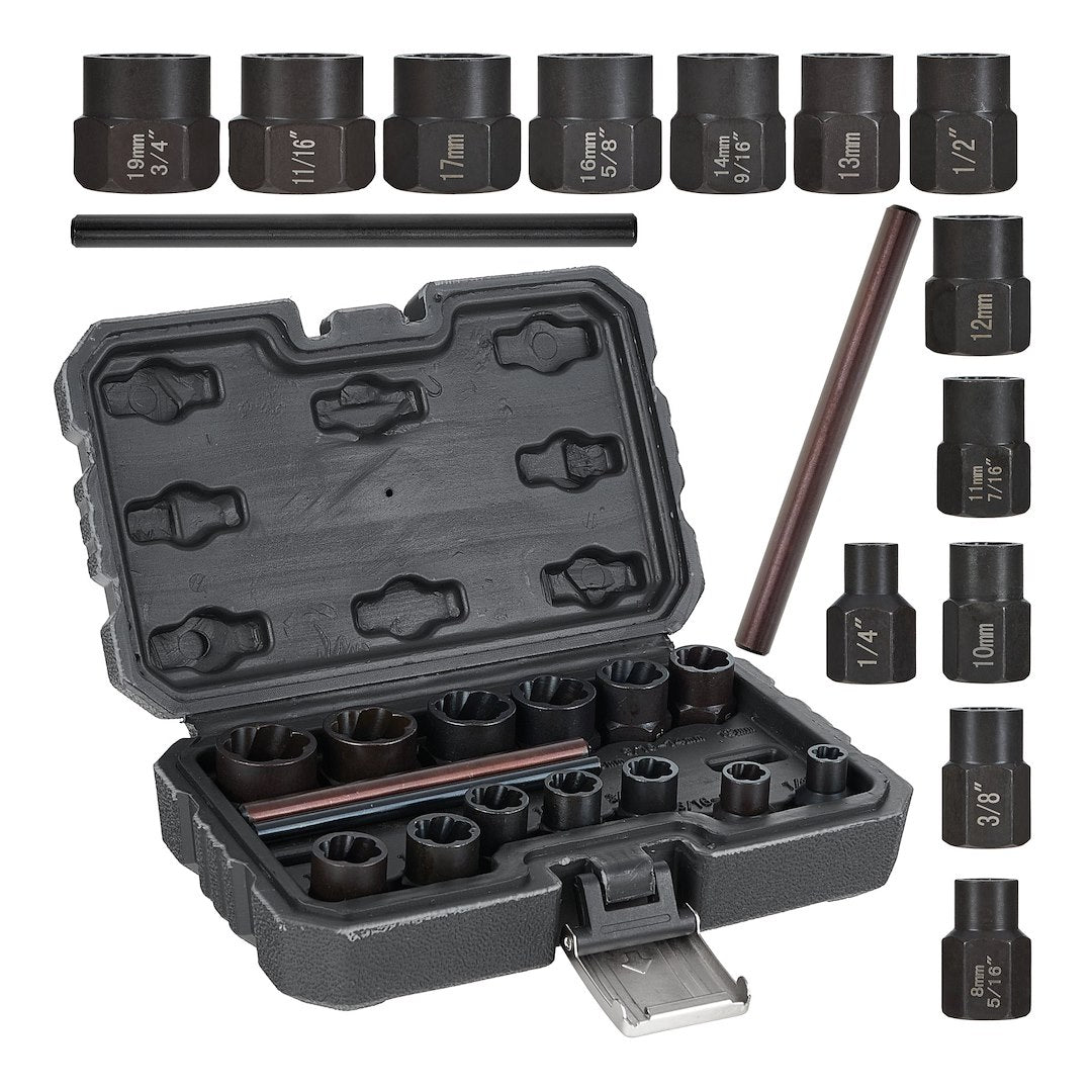 Set chei tubulare pentru suruburi rupte, 6-19 mm, 15 bucati, Geko G30039