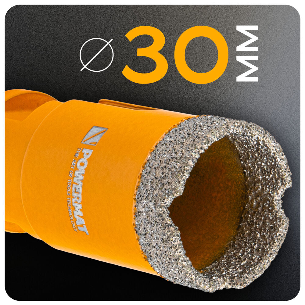 Carota diamantata pentru ceramica PM-DWK-30M14M, 30 mm, Powermat PM1572