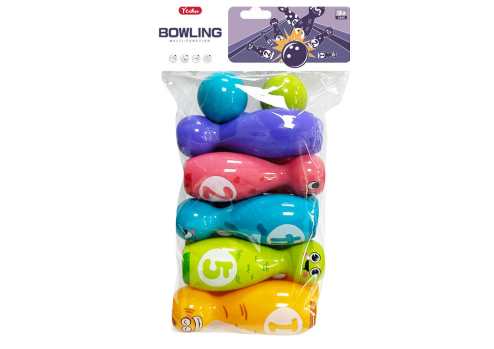 Set bowling colorat cu 10 popice, 13 x 4 cm, Lean 20933
